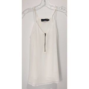 NWT White Exposed Front Zipper Tank Top - Medium